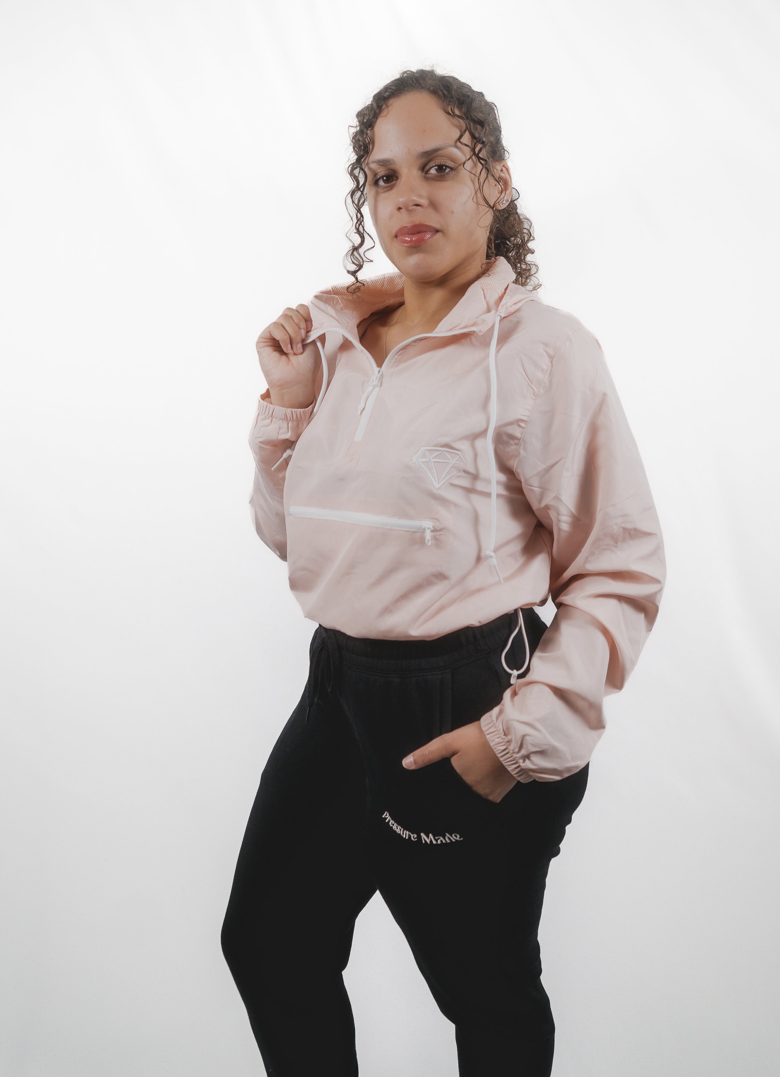 Women's Lightweight Quarter-Zip Pullover Crop Windbreaker